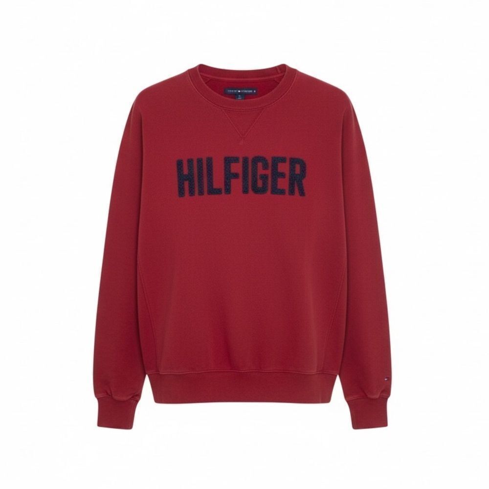 Vintage Tommy Hilfiger Logo Spellout‎ Pullover Sweatshirt Red Size XL